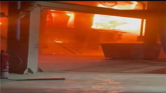 اندلع حريق هائل داخل مصنع سيراميكا كليوباترا بالعين السخنة|