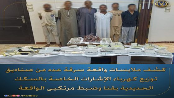 كشف ملابسات واقعة سرقة عدد من صناديق توزيع كهرباء الإشارات الخاصة بالسكك الحديدية بقنا وضبط مرتكبي الواقعة
