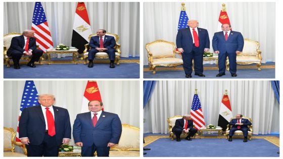 استقبل السيد الرئيس عبد الفتاح السيسي، اليوم، الرئيس “دونالد ترامب”، رئيس الولايات المتحدة الأمريكية، حيث عُقدت جلسة مباحثات ثنائية ضمت وفدي البلدين قبل قيام الرئيسين بافتتاح ورئاسة “قمة شرم الشيخ للسلام”.